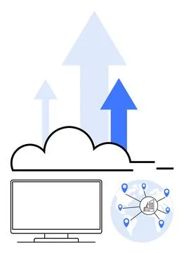 Cloud Computing Growth with Data Analytics and Global Connectivity 스톡 일러스트