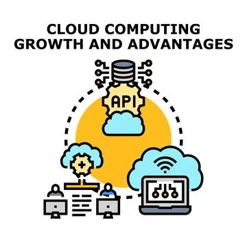Cloud computing growth developing digital technology advantages Stock Illustration