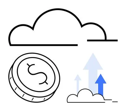 Cloud computing growth with financial integration and data analytics in a c.. Stockillustratie