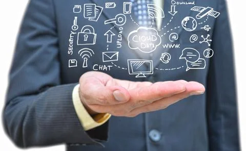 Cloud Computing on Hand Closeup Foto stock