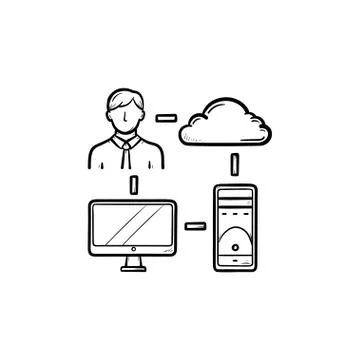 Cloud computing hand drawn outline doodle icon. イラスト素材