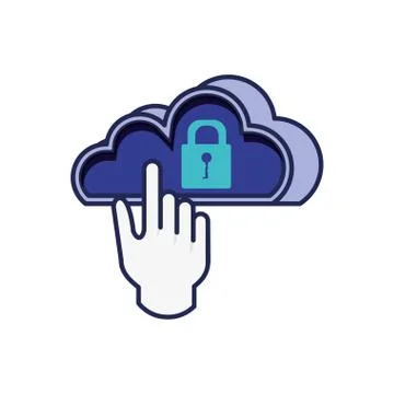 Cloud computing with hand pointer mouse and padlock イラスト素材