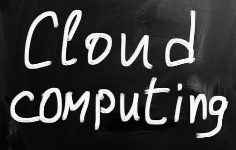 "cloud computing" handwritten with white chalk on a blackboard イラスト素材