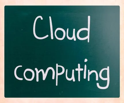 "cloud computing" handwritten with white chalk on a blackboard 写真素材