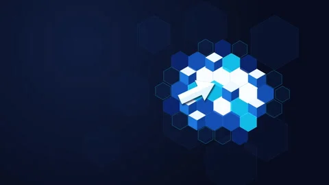 Cloud computing hexagon digital animation blue background data storage Stock Footage 346546165