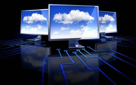 Cloud computing high resolution 3D rendering of a cloud computing concept ... Stock Photos