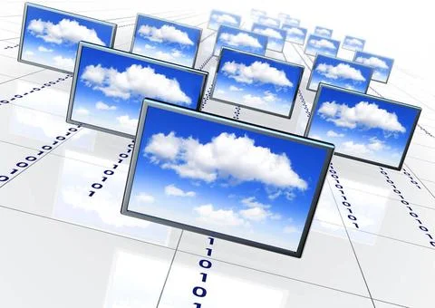 Cloud computing high resolution 3D rendering of a cloud computing concept ... Stock Photos