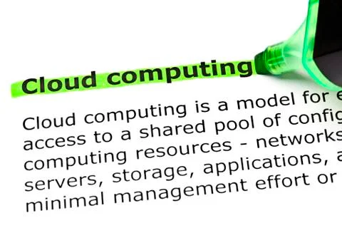 'cloud computing' highlighted in green 스톡 사진