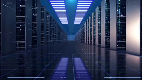 Cloud computing host server room of big data center Video stock 171491305