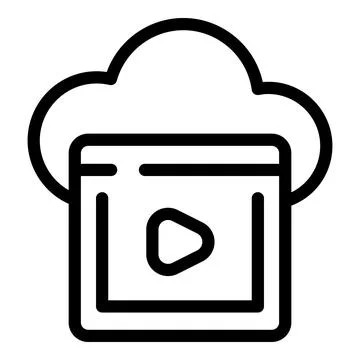 Cloud computing hosting video streaming service platform outline icon Stock Illustration