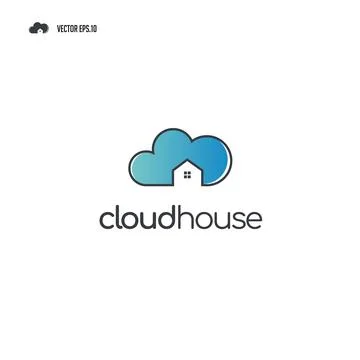 Cloud computing with house logo design Stock Illustration