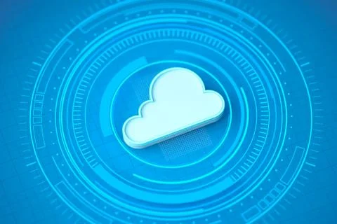 Cloud computing with HUD element, 3d rendering. Stock Illustration