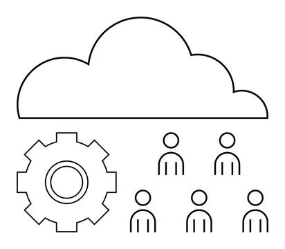 Cloud computing with human resources, teamwork, and collaboration represent.. Stock Illustration