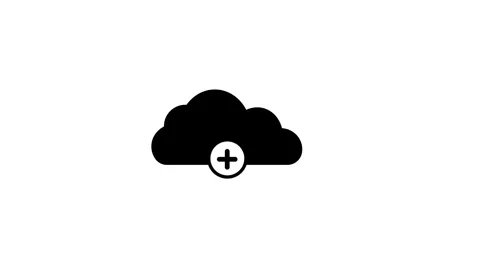 Cloud computing icon with add sign, power in cloud network simple logotype .. Stock Footage 260902651