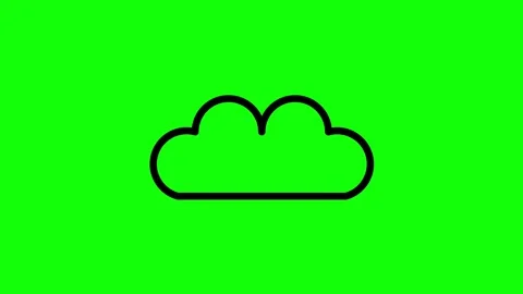 Cloud computing icon animation with black line art on green screen background 4k Stock Footage 330397558