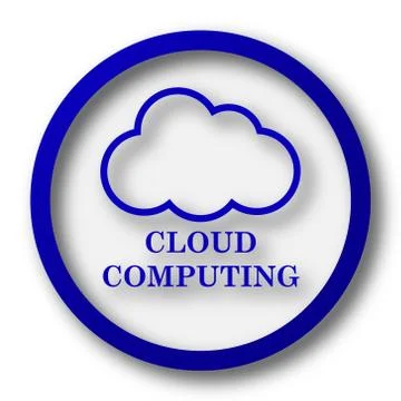 Cloud computing icon. Blue internet button on white background.. Illustrazione stock