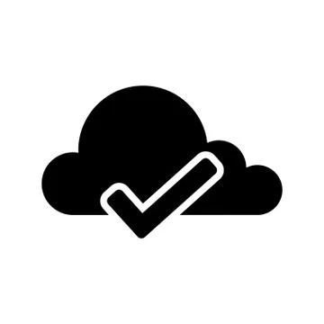 Cloud computing icon with a check symbol 스톡 일러스트