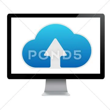 Cloud computing icon in computer Stock Illustration