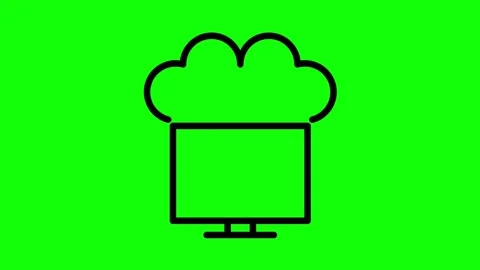 Cloud computing icon on computer monitor screen with smooth looping animation Stock Footage 330397528