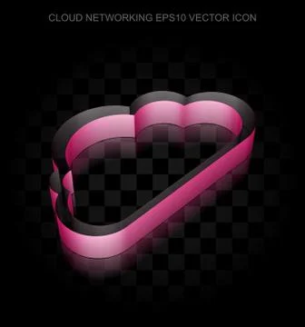 Cloud computing icon: Crimson 3d Cloud made of paper, transparent shadow, EPS 10 Stock Illustration