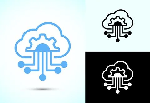 Cloud computing icon design illustration. Data storage and tech icon 스톡 일러스트