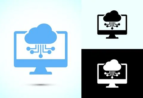 Cloud computing icon design illustration. Data storage and tech icon 스톡 일러스트