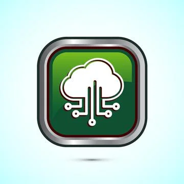Cloud computing icon design illustration. Data storage and tech icon, Green.. Stock Illustration