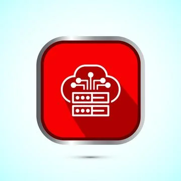 Cloud computing icon design illustration. Data storage and tech icon, Red S.. Illustrazione stock
