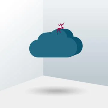 Cloud computing icon design. Isolated on blue background. 스톡 일러스트