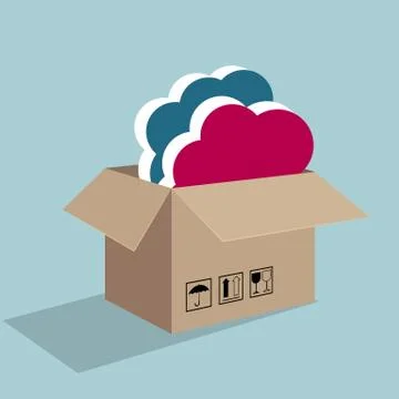 Cloud computing icon design. Isolated on blue background. Illustrazione stock
