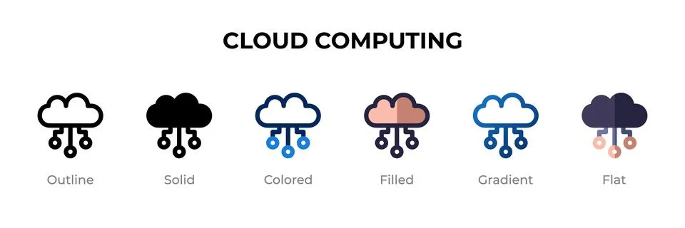Cloud Computing icon in different style. Cloud Computing vector icons desig.. Stock Illustration