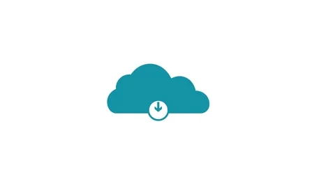 Cloud computing icon with download sign, power in cloud network simple logo.. Stock Footage 260902633