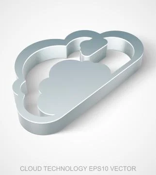 Cloud computing icon: extruded Metallic Cloud, EPS 10 vector Illustrazione stock