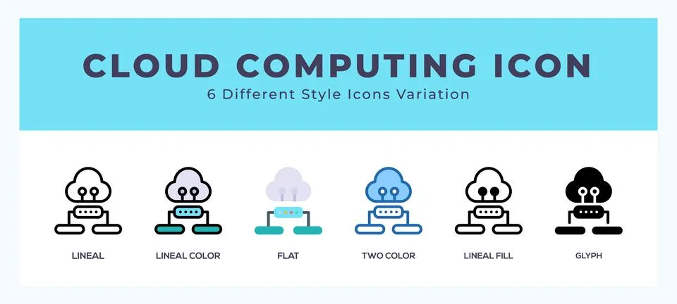 Cloud computing icon in filled. thin line. outline stroke and flat style. Stock Illustration