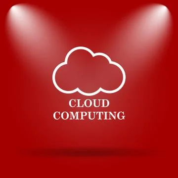 Cloud computing icon. Flat icon on red background.. Illustrazione stock