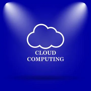 Cloud computing icon. Flat icon on blue background.. Stock Illustration