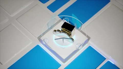 Cloud Computing Icon Futuristic Blue Tech Podium Data Transfer Stock Footage 337815777