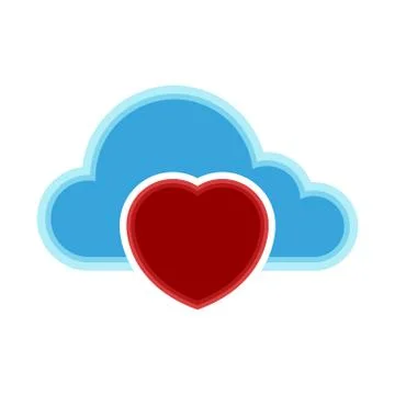 Cloud computing icon with a heart shape symbol 스톡 일러스트
