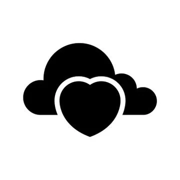 Cloud computing icon with a heart shape symbol Stock Illustration