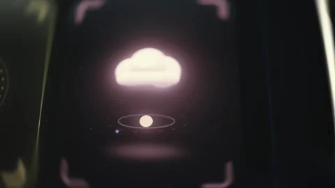 Cloud Computing Icon Illuminated on Dark Interface Stock Footage 341865186