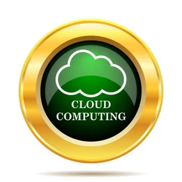 Cloud computing icon. Internet button on white background.. Illustrazione stock