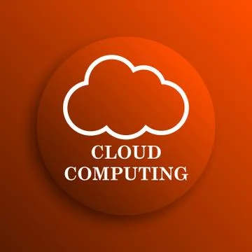 Cloud computing icon. Internet button on orange background. Stockillustratie