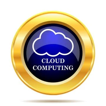 Cloud computing icon. Internet button on white background.. Illustrazione stock