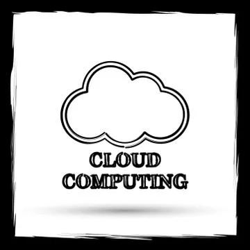 Cloud computing icon. Internet button on white background. Outline design imi Illustrazione stock