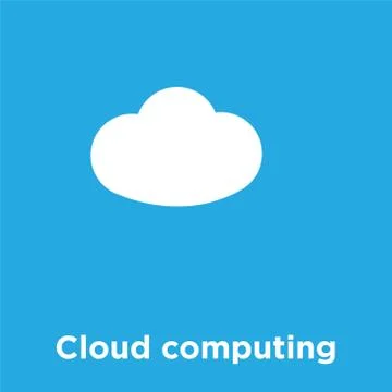 Cloud computing icon isolated on blue background Illustrazione stock