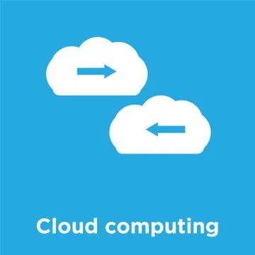 Cloud computing icon isolated on blue background Illustrazione stock