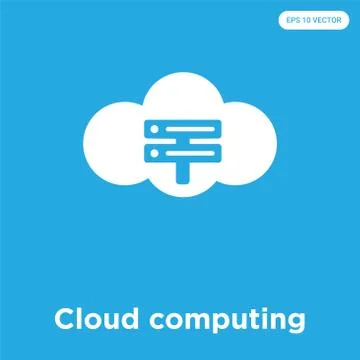 Cloud computing icon isolated on blue background 무료 스톡 일러스트