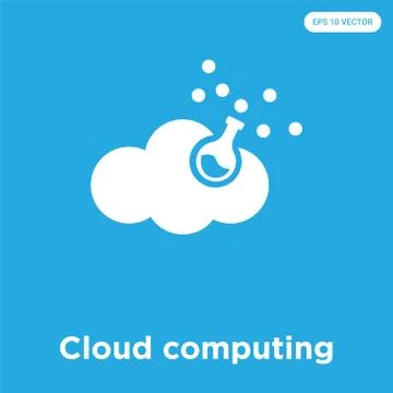 Cloud computing icon isolated on blue background 무료 스톡 일러스트