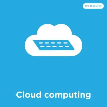 Cloud computing icon isolated on blue background 무료 스톡 일러스트