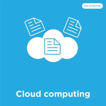 Cloud computing icon isolated on blue background 무료 스톡 일러스트